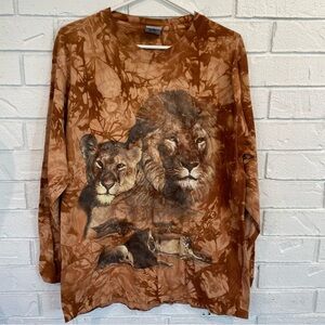Vintage 90s y2k Back to Earth Nature Lion Long sleeve T Shirt L
